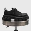 [Personalizado] Zapatos Casuales de Cuero Transpirables Primavera y Otoño Nuevos Zapatos de Cuero Negros Pequeños con Plataforma Estilo Británico para Hombre