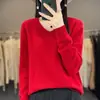 Nuevo suéter de lana grueso sin costuras para otoño e invierno para mujer, jersey de punto de manga larga, prenda básica versátil