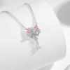 Collar Lazo Plata Esterlina 925 femenino diseño nicho lujo ligero borla circón cadena clavícula amor colgante diamante rosa