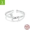 Dije de plata original más vendido perro salchicha anillo abierto de plata lisa anillo de animal lindo juguetón plata de ley s925