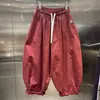 Pantalones Casuales Tipo Papá de Verano Estilo Europeo Talla Grande 150 kg Cintura Elástica con Cordón para Mujer, Estilo Retro Americano, Pantalones Holgados Tipo Linterna Favorecedores