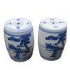 Adornos de cerámica para mesa y silla, adornos de cerámica para mesa y taburete, adornos chinos para patio de casa, mesa redonda de los Siete Sabios de bambú de porcelana azul y blanca