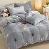 Juego de Cama de Leche Gruesa para Otoño e Invierno de Cuatro Piezas Funda de Edredón de Coral Fale Ropa de Cama con Terciopelo Adicional Juego de Sábanas para Dormitorio de Tres Piezas