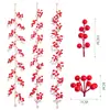 Guirnalda de Bayas Rojas Artificiales Navideñas Transfronteriza 1m Decoraciones Colgantes de Bayas de Año Nuevo Atmósfera de Escena Doméstica Adornos Decorativos Retorcidos