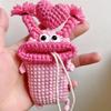 Bolsa para Llaves de Coche Lindo Dibujo Animado Hecho a Mano Lana Tejida Suministros para Coche Colgante Estuche Protector para Llaves Bolsa de Almacenamiento para Mujeres