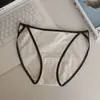 6250 tirante fino susurrando deseo puro sexy abertura alta pierna larga algodón puro mujer calzones rayados 10A antibacteriano
