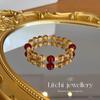 Pulseira de Cristal Amarelo Citrino Torre Ruyi Design Original Pulseira de Ágata Vermelha Presente para Mulheres