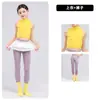 Ropa de baile para niñas, chaleco amarillo ajustado para práctica con cuello alto pequeño, atuendo de actuación para yoga y danza jazz