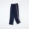 Pantalones de Uniforme Escolar con una Raya Roja Ancha y Rayas Blancas Finas en Azul Marino, Pantalones Rectos Sueltos y Duraderos para Estudiantes de Primaria y Secundaria, Estudiantes de Preparatoria