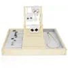 Caja de almacenamiento de joyería de madera maciza bandeja para anillos pendientes estante para pendientes pulseras expositor de joyería accesorios de exhibición de joyería
