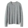 75% Cachemira 25% Seda de Morera Cárdigan de Cachemira con Cuello Redondo para Mujer Mujer 26 Otoño Invierno Nueva Moda Capa Base Ropa de Abrigo