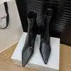 Nuevas botas cortas para mujer para primavera y otoño, de tacón alto, nuevas botas cortas blancas de punta fina y tacón medio, ajustadas