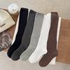 Meias Birkenstock femininas para primavera e outono, meias de cano alto cor sólida algodão fio grosso agulha dupla emagrecedoras meias de cano longo até o joelho