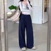 Pantalones anchos de estilo americano con técnica de aireación para mujer, nuevos pantalones casuales de cintura alta para adelgazar de primavera y otoño, pantalones deportivos holgados y versátiles de pierna recta