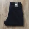 Pantalones Casuales Rectos Gruesos de Otoño e Invierno Europeos para Hombre Color Azul Marino Elásticos de Cintura Media-Alta Suaves para Viajero de Negocios