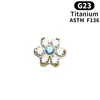 Stud de Liga de Titânio F136 para Osso da Orelha 0.9 Rosca Interna Stud Espiral para Orelha Stud para Osso da Orelha Piercing no Nariz Haste com Base Plana Piercing no Lábio Cabeça de Reposição