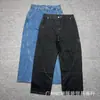 Jeans bordados con letras estilo retro americano para hombre y mujer, pantalones rectos holgados, jeans casuales de calle para otoño e invierno