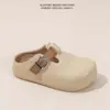 Zapatillas de Verano para Mujer Birkenstock de Suela Gruesa para Exteriores, Medias Zapatillas Versátiles Impermeables Antideslizantes de Suela Blanda, Cerradas en la Punta, para Ponerse y Quitar