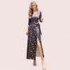 2025 Elegante Mariposa Floral Transfronterizo Vestido Elástico Ceñido a la Cintura con Falda Envolvente de Una Pieza