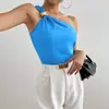 Camiseta sem mangas para mulher em estoque, estilo europeu e americano inspirado em design transfronteiriço, sem mangas, ombro a ombro, corte justo, sexy, novo estilo