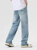 Ropa para Hombre Maple House / Jeans de Pierna Ancha Azul Claro para Hombre Primavera/Otoño 2026, Corte Holgado, Marca de Moda, con Letras Estampadas, Pantalones Largos de Mezclilla para Hombre