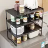 Estante de almacenamiento para encimera de cocina, soporte para ollas extensible, estante de almacenamiento multifuncional para microondas y olla arrocera para el hogar