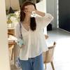 Novo Top Elegante de Nicho da Moda de Estilo Coreano para Início de Outono, Design Chic de Estilo Francês, Camisa Clavicular de Estilo Hong Kong para Mulheres