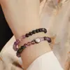 Pulsera de Obsidiana Ojo de Gato para Mujer, Cadena para Suéter, Pulsera de Amatista Natural, Regalo para Novia o Mejor Amiga, Regalo de Recuerdo