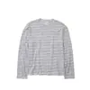 Camiseta de manga larga de rayas finas para hombre, estilo primavera/otoño 26SS, retro americano, casual y relajada, cuello redondo corto y ancho, camiseta básica de manga larga
