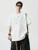 Camiseta de Manga Corta con Estampado de Letras Estilo High Street Americano para Hombre, Marca de Verano de Moda, Retro, de Gama Alta, Casual, Versátil, Top de Media Manga