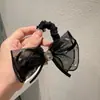 Prendedor de Cabelo Novo Estilo Coreano com Laço e Strass, Faixa de Cabelo Preta de Alta Elasticidade, Versátil para Uso Diário, Prendedor para Coque