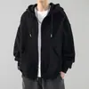 Sudadera Gris Simple con Capucha para Hombre de Primavera y Otoño, Ropa Holgada para Parejas, Nueva Chaqueta Cardigan para Hombre Estilo Americano