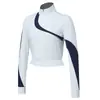 Top de Manga Longa com Zíper Parcial e Gola Alta em Cor Contrastante Jaqueta de Golfe Secagem Rápida Roupa para Fitness Corrida Treinamento Yoga Tênis