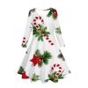 Transfronterizo Popular Impresión Digital 3D Ropa para Mujer e Infantil Vestido Navidad Serie Nieve Navideña Casual Manga Larga Cuello Redondo Vestido