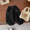 Calças Casuais de Inverno para Meninos e Meninas Bebê Estilosas Infantis Tendência Fleece Grosso Desenho Carta Calça Jogger de Moletom