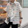 Chaqueta de camisa de manga corta holgada de talla grande con estampado de Mahjong, estilo chino, novedad de verano de 2023 para hombre