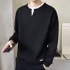 Sudadera para hombre con aspecto de diseñador, dos piezas falsas, camiseta de manga larga sin capucha, top casual versátil de moda para primavera y otoño