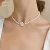 Collar Dulce de Nicho Nuevo Coreano Camelia Imitación Perla Costura Collar Estudiante Novia Exquisita Cadena Clavícula