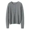 Nuevo Suéter de Cashmere 100% Puro para Mujer, Otoño/Invierno 2026, Tejido de Canalé, Corte Entallado, Manga Larga, Media Cremallera, Cuello Redondo, Prenda Base