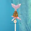 Decoración de Cola de Pez Oceánica Decoración Creativa de Lentejuelas Brillantes Tarjeta para Pastel Belleza Vieira Submarino Cumpleaños Infantil