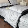 Juego de cuatro piezas de colcha de algodón lavado vintage estilo ins, colcha de verano de gasa de doble capa de algodón puro, colcha de aire acondicionado estilo princesa