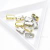 Diamantes de imitación de vidrio de colores rectangulares de 5 x 10 mm con base dorada y base plateada, cosidos a mano, para manualidades, ropa, zapatos, bolsos, accesorios de joyería