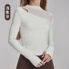Ropa de Yoga Top Sentido de Alta Gama Costuras de Malla Hueca Camiseta de Manga Larga para Exterior Cómoda Transpirable Ropa Deportiva de Fitness para Mujer