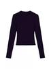 Camiseta Básica de Cuello Redondo con Hombros Acolchados de Color Sólido Ajustada para Otoño/Invierno 2025, Top Versátil con Hombros Acolchados para Mujer