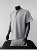 Camiseta de Algodón de Manga Corta Estilo Retro Americano para Hombre, Nuevo Estilo Verano 2026, Cuello Henry, Top Camiseta Holgado y Versátil de Manga Media