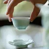 Xícara de Chá Pequena de Porcelana Jade de Alta Qualidade, Xícara de Degustação com Esmalte Monocromático de Alta Temperatura, Xícara Mestra para Conjunto de Chá Kung Fu, Xícara Única Feita à Mão