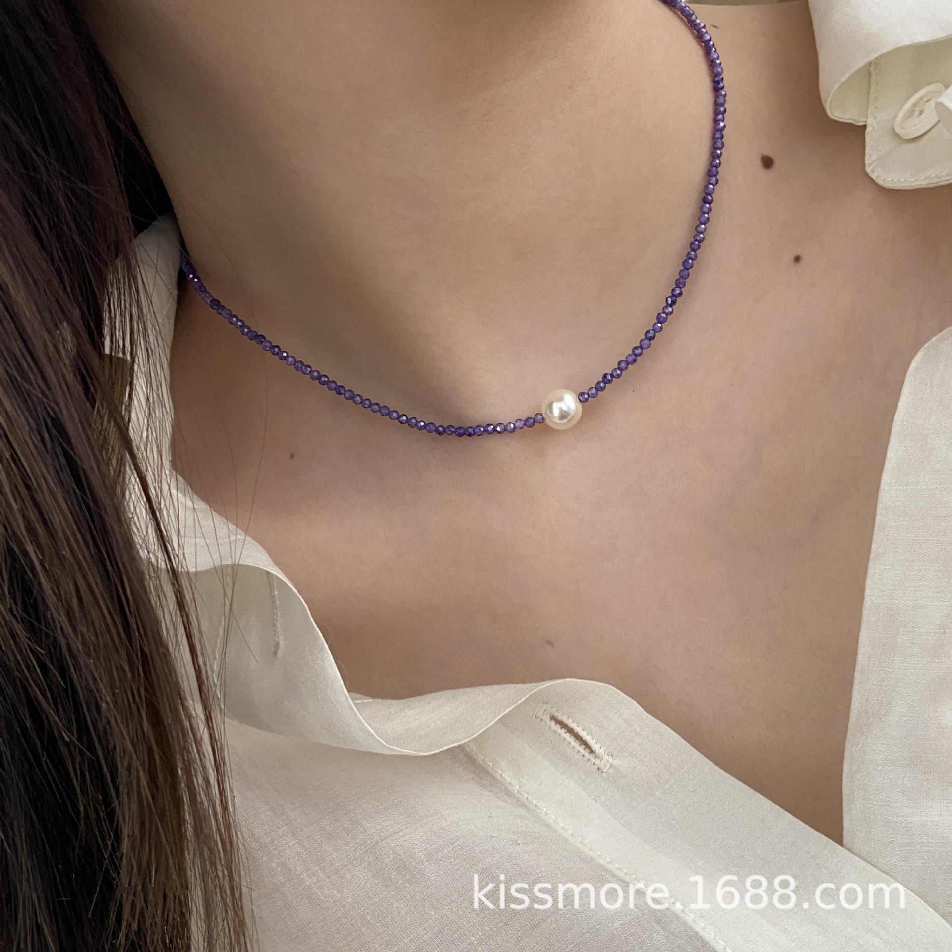 紫色锆石施家珍珠项链(韩版)1.jpg