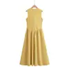 Vestido de Verão Suede Dividido Sem Mangas com Barra Larga Estilo Chá da Tarde Atacado Comércio Exterior Transfronteiriço 2025