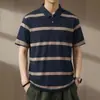 Camisa polo de manga corta a rayas para hombre 2026 verano nuevo estilo casual de negocios para mediana edad camiseta transpirable camiseta básica