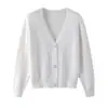Chaqueta cárdigan de punto para mujer 2023 Primavera y Otoño Nueva estilo coreano Combinación versátil Holgada Aspecto entallado Ropa exterior Corto Color liso Suéter